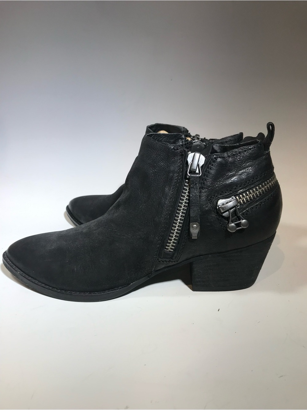 Dolce Vita Black Nubuck Leather Zip-Accent Ankle Booties - Vintage Size 9.5 M